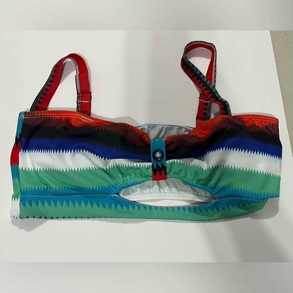 Multi-Colored Bikini Top – Padded Bra, Button Detail (Size XXL, NWOT) - Picture 3 of 3